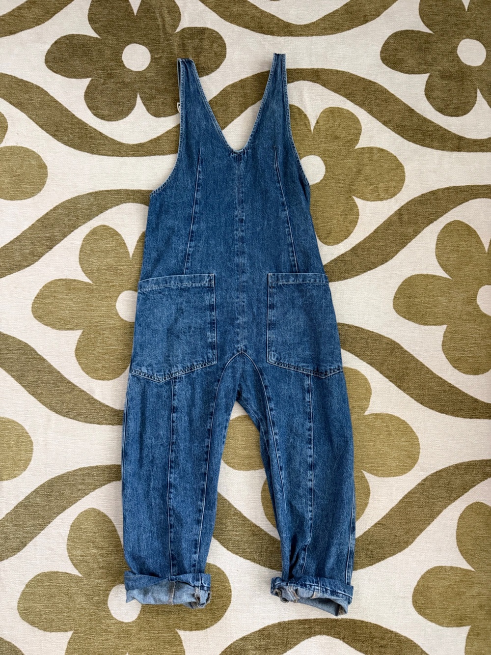 Free People Blue Denim Overalls